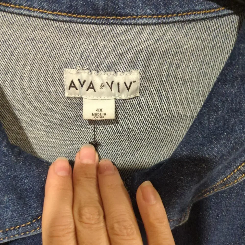 NWT Ava & Viv Denim Jacket, 4X - Picture 3 of 5